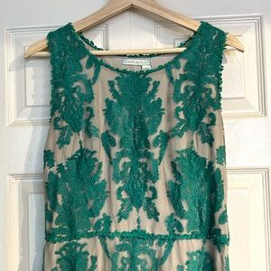 Chelsea & Violet Green and Nude Lace Dress